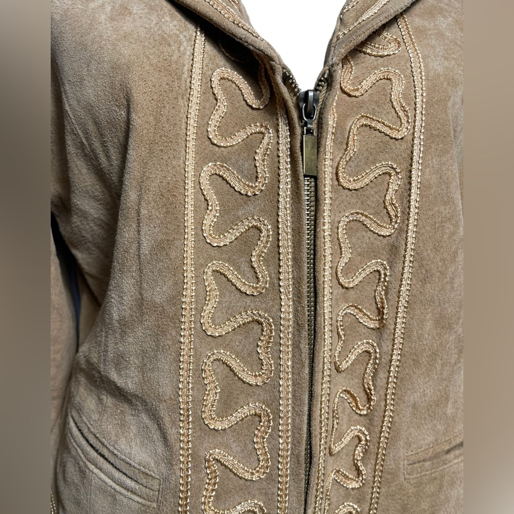 Bamboo Traders size Small 100% leather beige brown embroidered jacket‎ - Picture 2 of 8